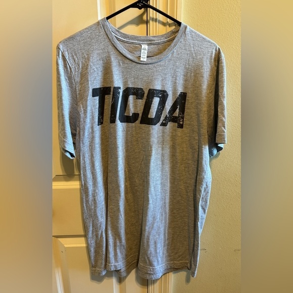 TICDA “sporty” Triblend Grey Black Logo Short Sleeve T-Shirt Size L - Picture 2 of 6